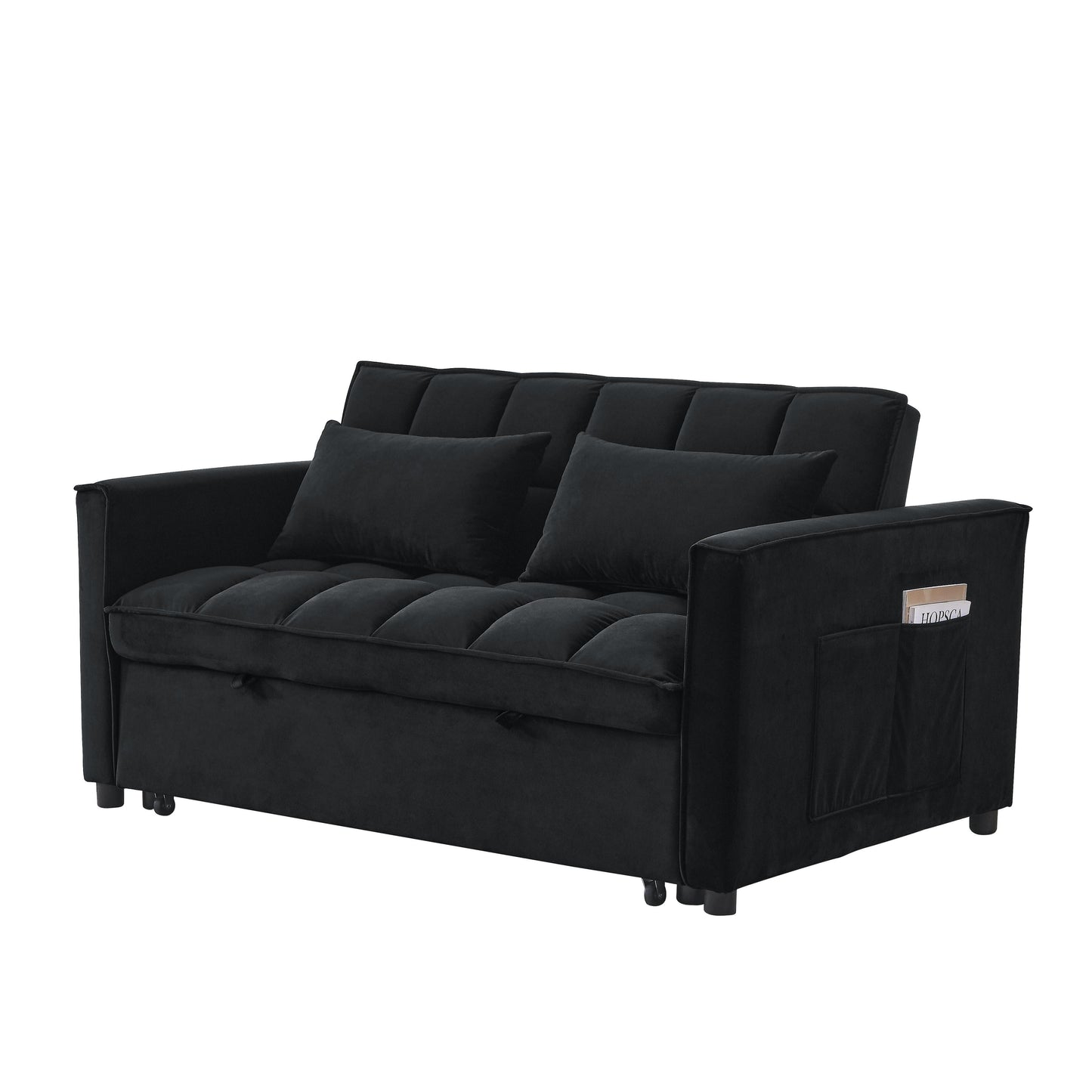 Canapé-lit gigogne 3 en 1 en velours avec deux poches latérales et dossier réglable pour le salon (53,94 €)