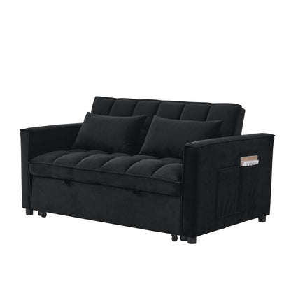 Canapé-lit gigogne 3 en 1 en velours avec deux poches latérales et dossier réglable pour le salon (53,94 €)