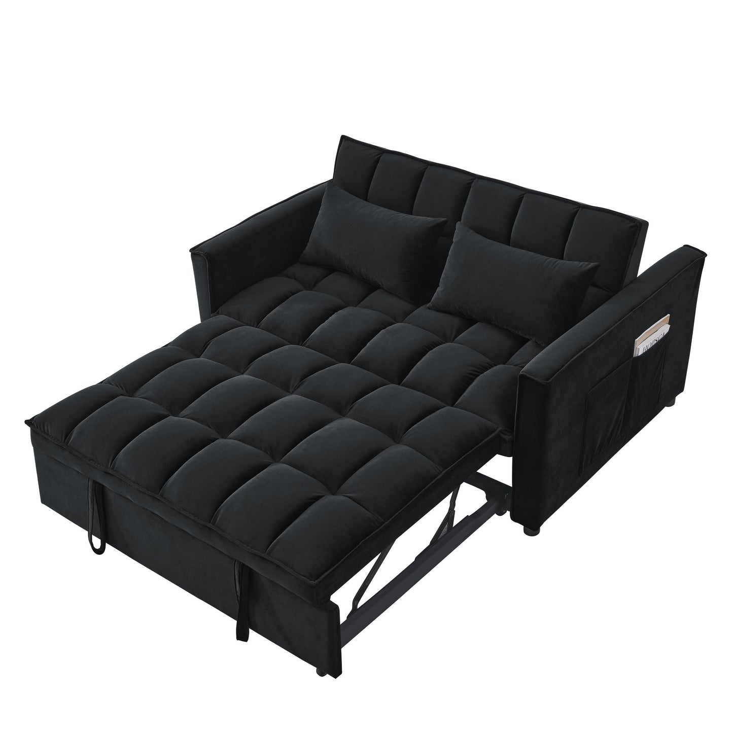 Canapé-lit gigogne 3 en 1 en velours avec deux poches latérales et dossier réglable pour le salon (53,94 €)