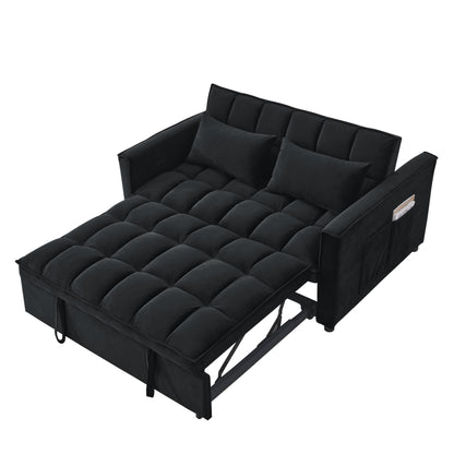 Canapé-lit gigogne 3 en 1 en velours avec deux poches latérales et dossier réglable pour le salon (53,94 €)