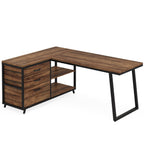 Bureau réversible en L avec tiroirs classeurs, bureau d'angle pour ordinateur