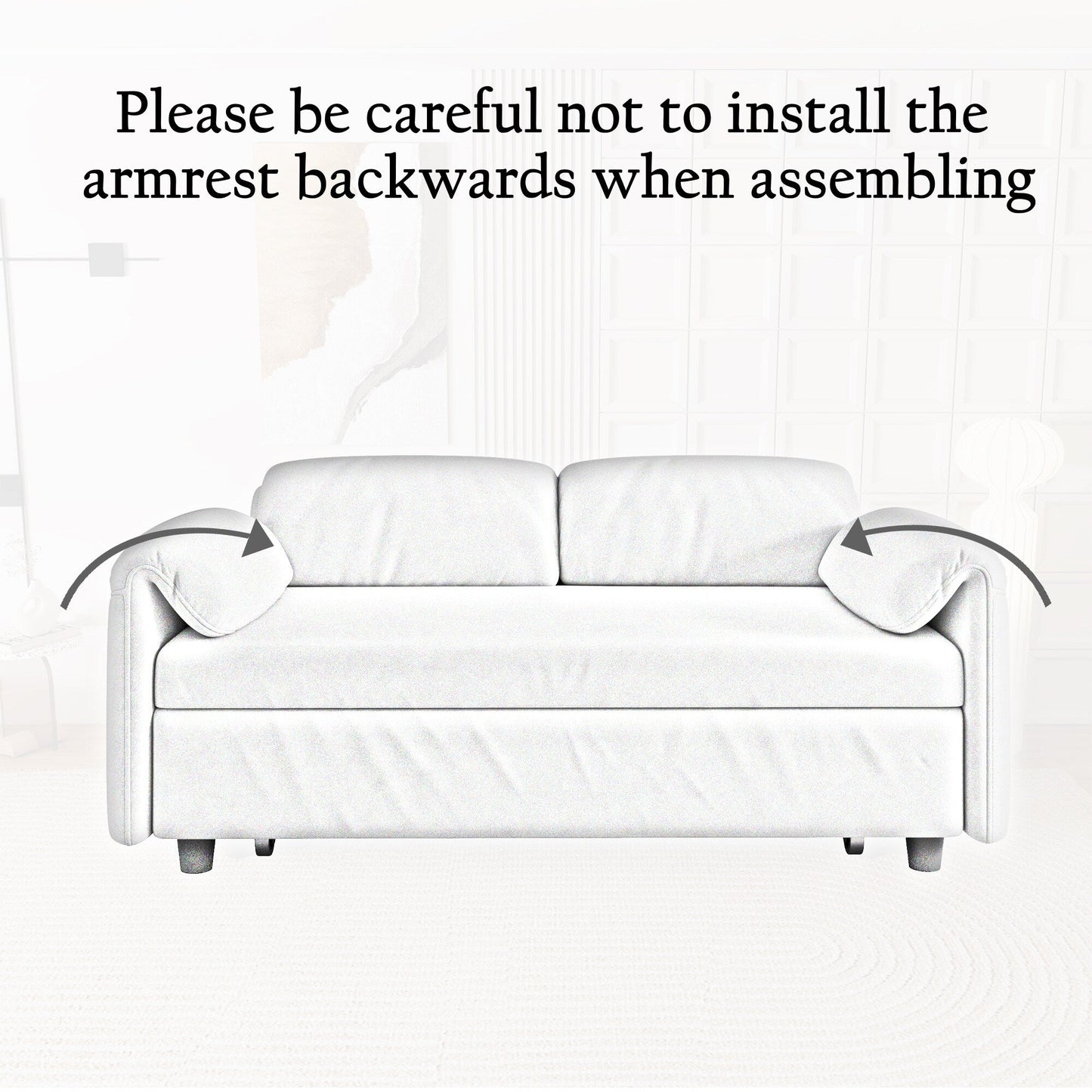 Canapé-lit en velours de 54 pouces - Design polyvalent avec lit queen-size rétractable et rangement pour accoudoirs