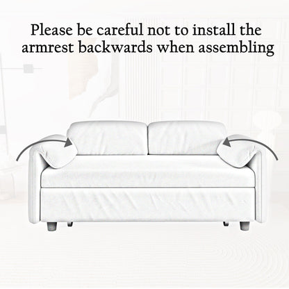 Canapé-lit en velours de 54 pouces - Design polyvalent avec lit queen-size rétractable et rangement pour accoudoirs