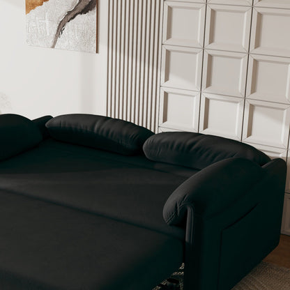 Canapé-lit en velours de 54 pouces - Design polyvalent avec lit queen-size rétractable et rangement pour accoudoirs