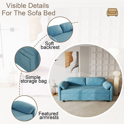 Canapé-lit en velours de 54 pouces - Design polyvalent avec lit queen-size rétractable et rangement pour accoudoirs