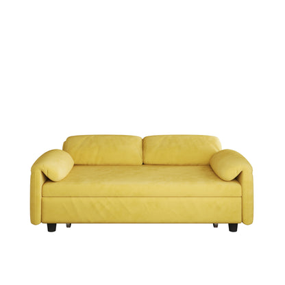 Canapé-lit en velours de 54 pouces - Design polyvalent avec lit queen-size rétractable et rangement pour accoudoirs