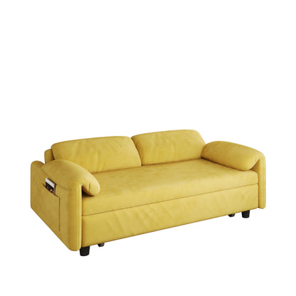 Canapé-lit en velours de 54 pouces - Design polyvalent avec lit queen-size rétractable et rangement pour accoudoirs