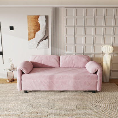 Canapé-lit en velours de 54 pouces - Design polyvalent avec lit queen-size rétractable et rangement pour accoudoirs