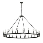 Lustre rond à 24 lumières en forme de roue de chariot de 54 pouces