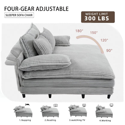 Chaise longue surdimensionnée de 54,75 W, canapé-lit moelleux et rembourré avec 2 oreillers