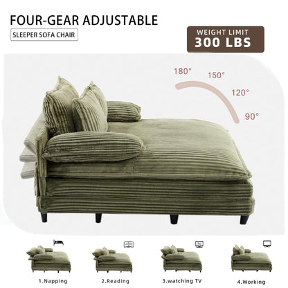 Chaise longue surdimensionnée de 54,75 W, canapé-lit moelleux et rembourré avec 2 oreillers