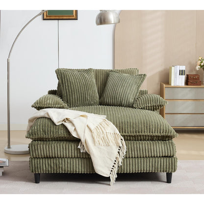 Chaise longue surdimensionnée de 54,75 W, canapé-lit moelleux et rembourré avec 2 oreillers