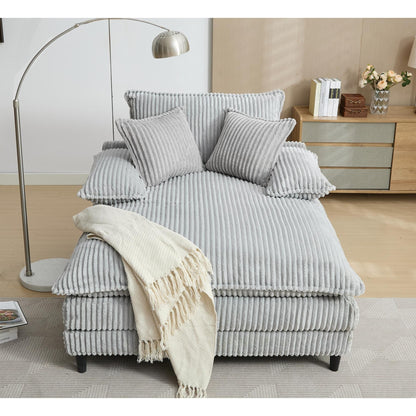 Chaise longue surdimensionnée de 54,75 W, canapé-lit moelleux et rembourré avec 2 oreillers
