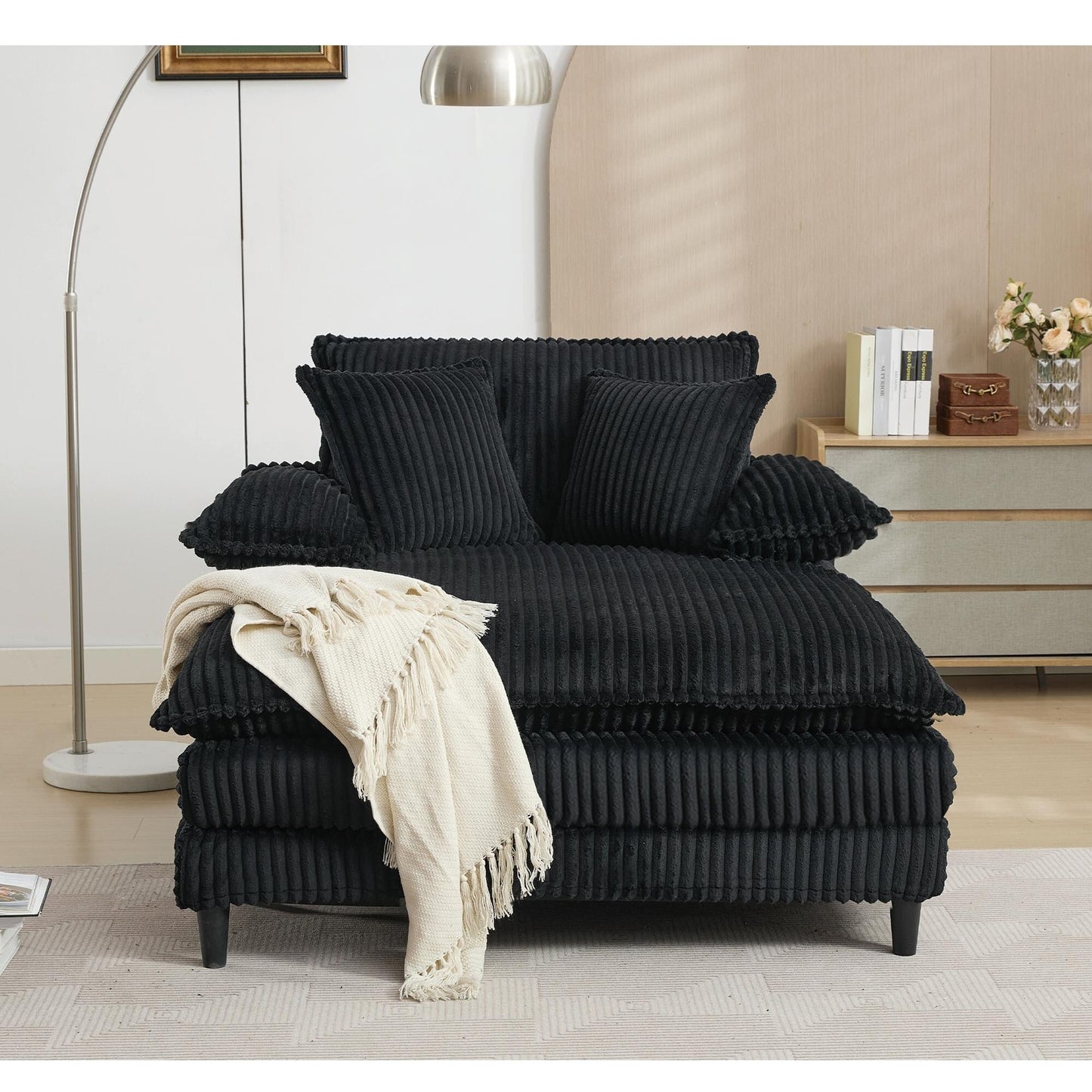 Chaise longue surdimensionnée de 54,75 W, canapé-lit moelleux et rembourré avec 2 oreillers