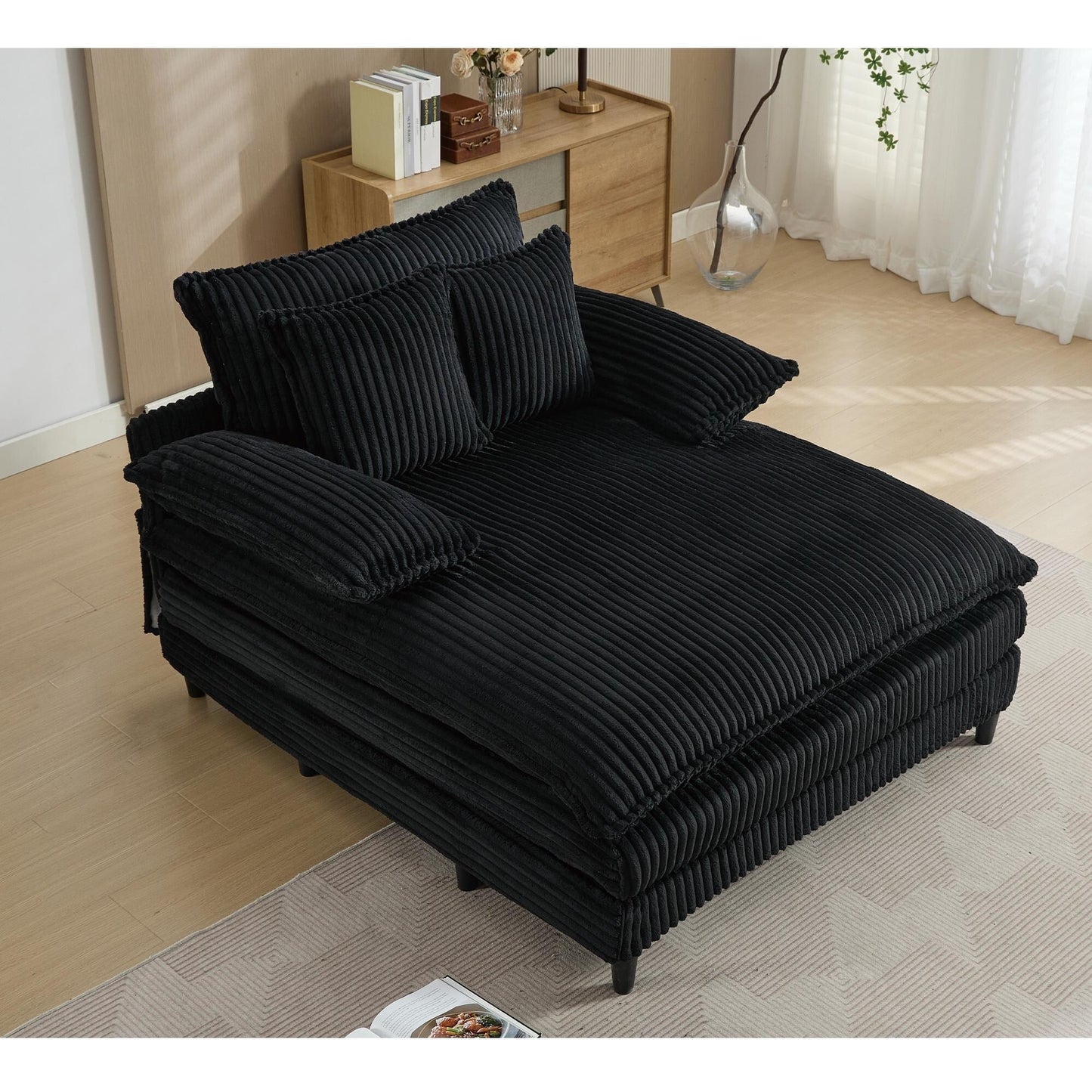 Chaise longue surdimensionnée de 54,75 W, canapé-lit moelleux et rembourré avec 2 oreillers