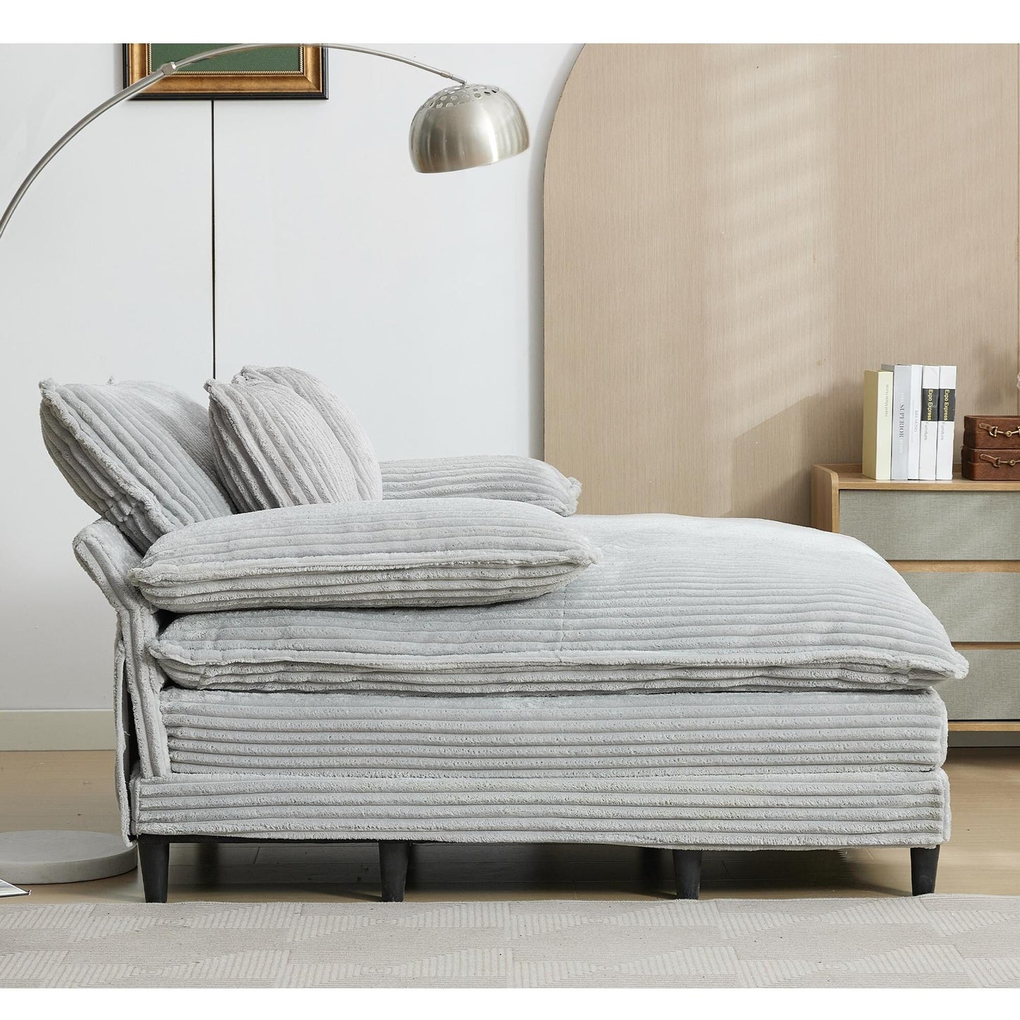 Chaise longue surdimensionnée de 54,75 W, canapé-lit moelleux et rembourré avec 2 oreillers