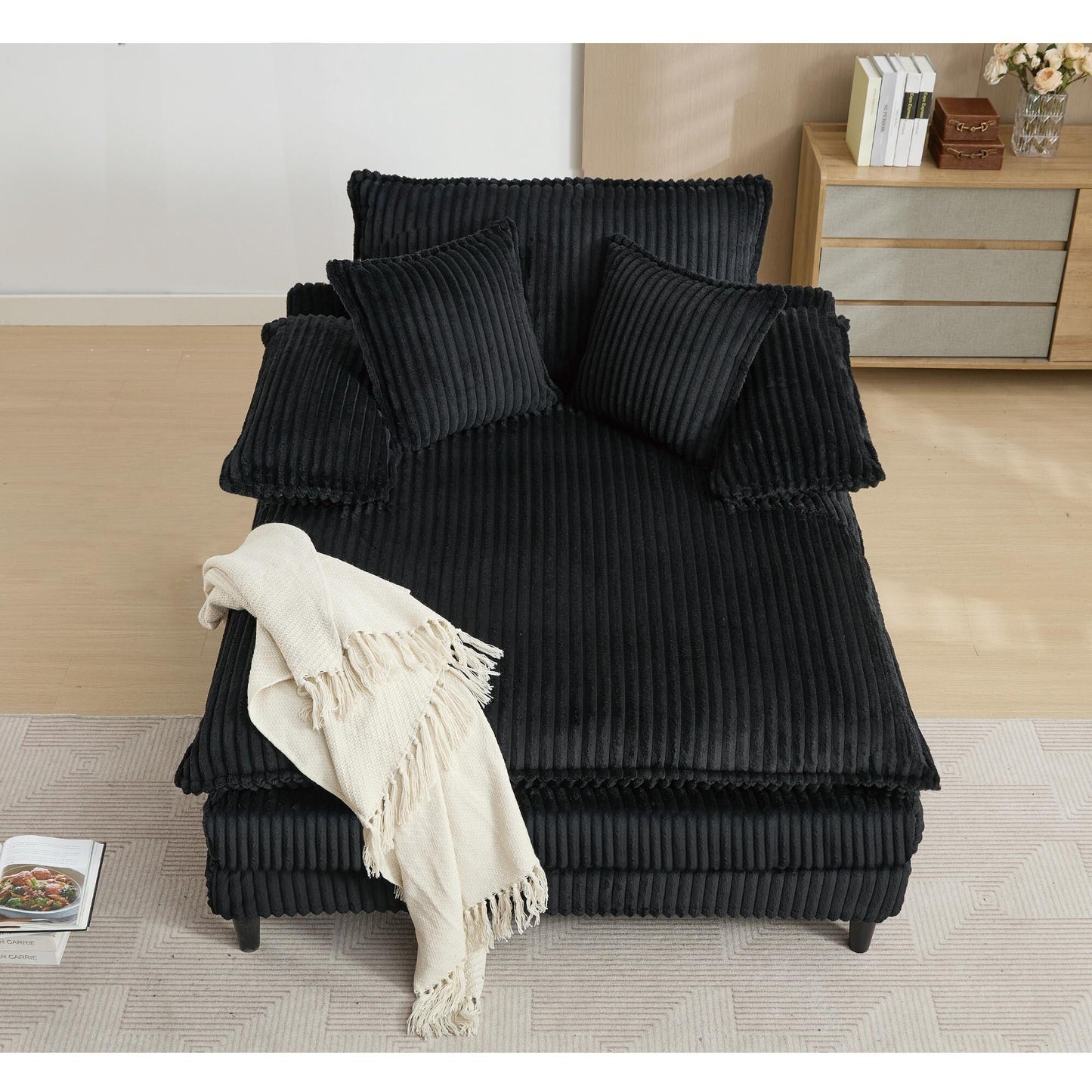 Chaise longue surdimensionnée de 54,75 W, canapé-lit moelleux et rembourré avec 2 oreillers