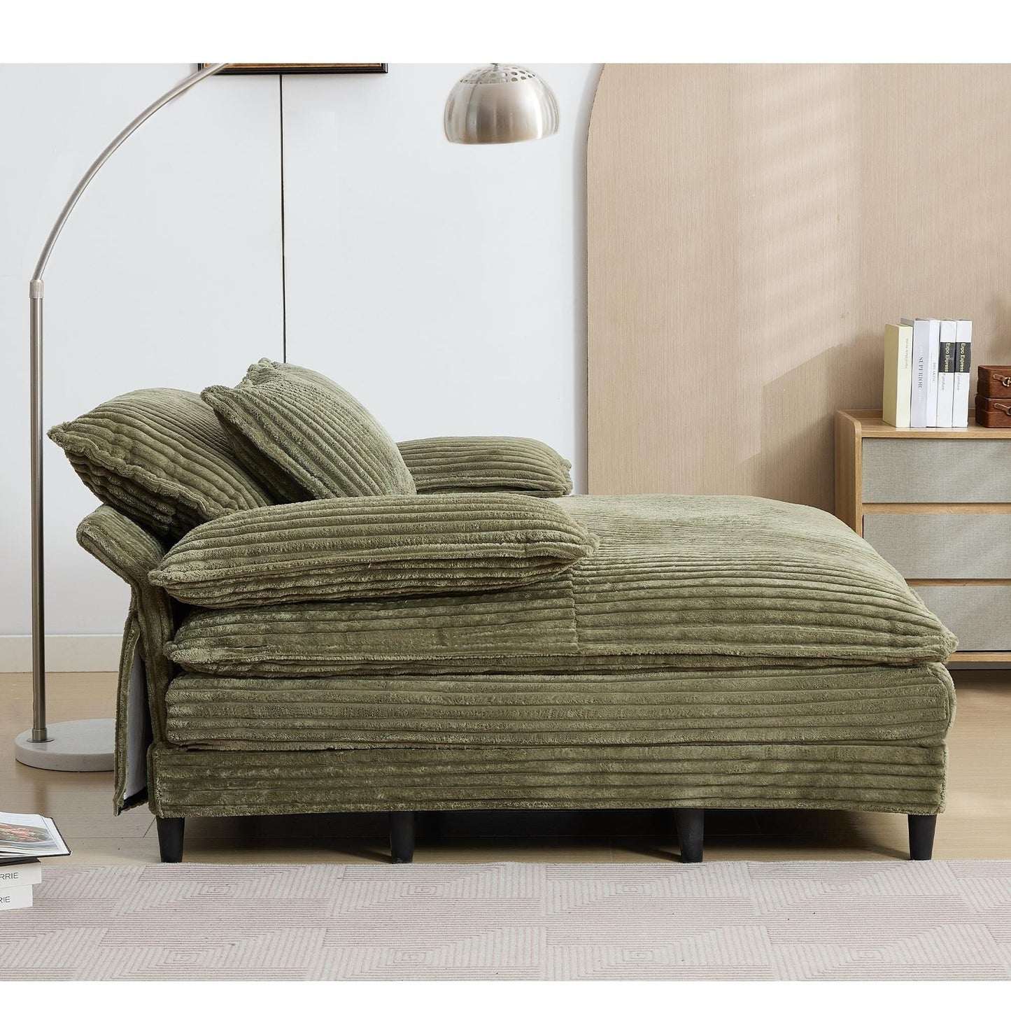 Chaise longue surdimensionnée de 54,75 W, canapé-lit moelleux et rembourré avec 2 oreillers