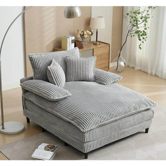 Chaise longue surdimensionnée de 54,75 W, canapé-lit moelleux et rembourré avec 2 oreillers