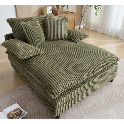 Chaise longue surdimensionnée de 54,75 W, canapé-lit moelleux et rembourré avec 2 oreillers