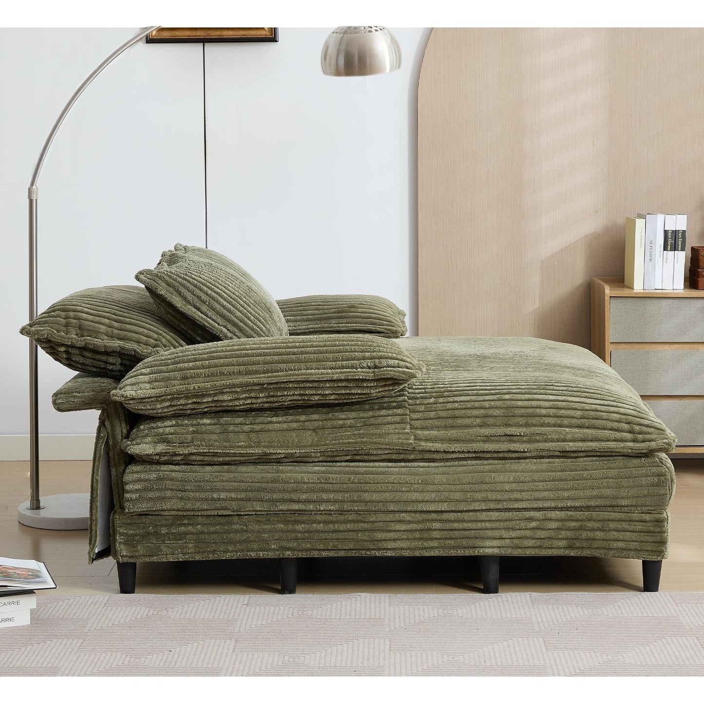 Chaise longue surdimensionnée de 54,75 W, canapé-lit moelleux et rembourré avec 2 oreillers
