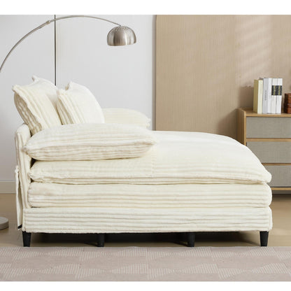 Chaise longue surdimensionnée de 54,75 W, canapé-lit moelleux et rembourré avec 2 oreillers
