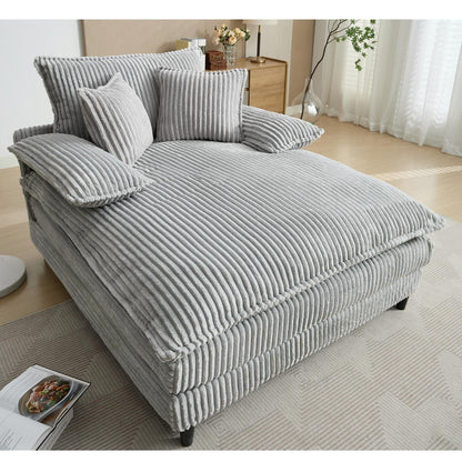 Chaise longue surdimensionnée de 54,75 W, canapé-lit moelleux et rembourré avec 2 oreillers