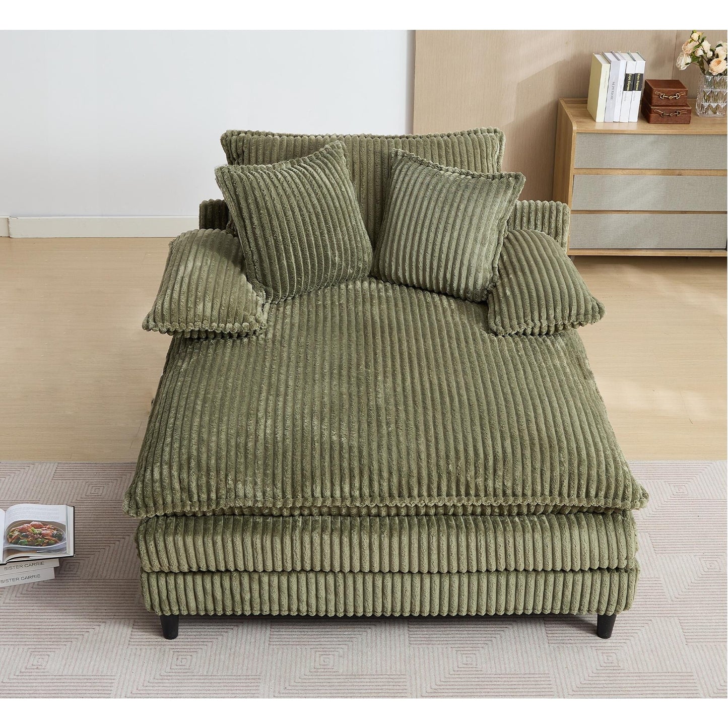 Chaise longue surdimensionnée de 54,75 W, canapé-lit moelleux et rembourré avec 2 oreillers