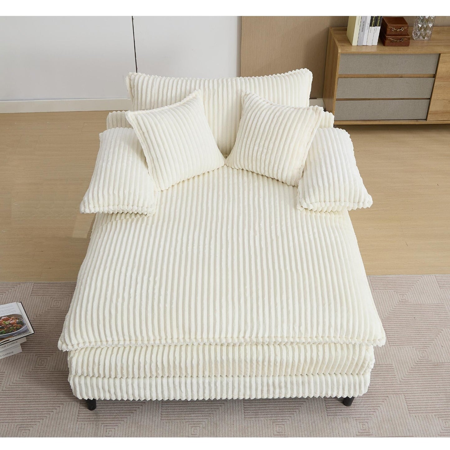 Chaise longue surdimensionnée de 54,75 W, canapé-lit moelleux et rembourré avec 2 oreillers