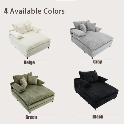 Chaise longue surdimensionnée de 54,75 W, canapé-lit moelleux et rembourré avec 2 oreillers