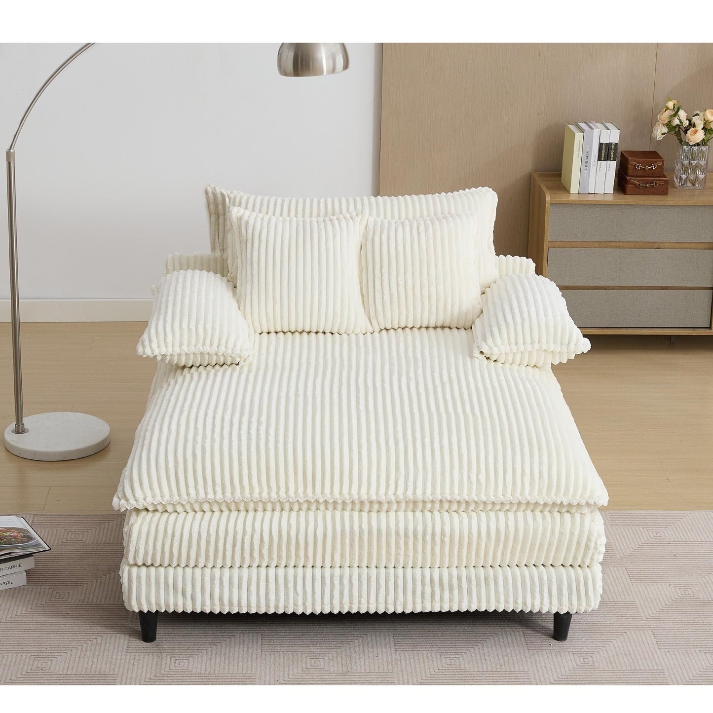 Chaise longue surdimensionnée de 54,75 W, canapé-lit moelleux et rembourré avec 2 oreillers
