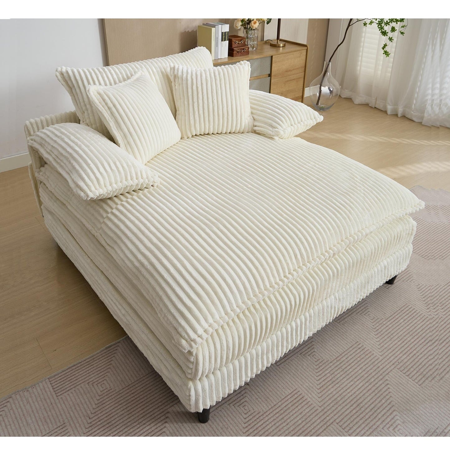 Chaise longue surdimensionnée de 54,75 W, canapé-lit moelleux et rembourré avec 2 oreillers