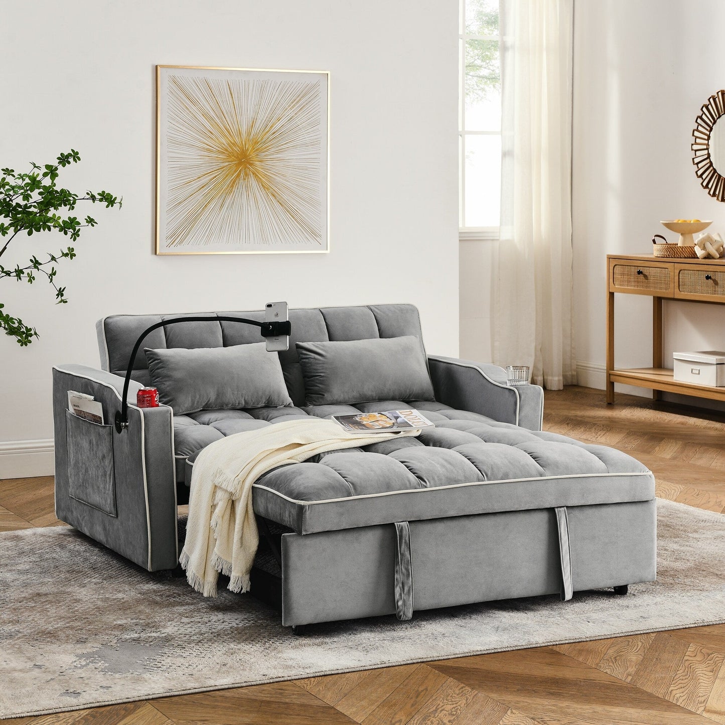 Canapé-lit pliable polyvalent de 55,51 pouces en 3 longueurs