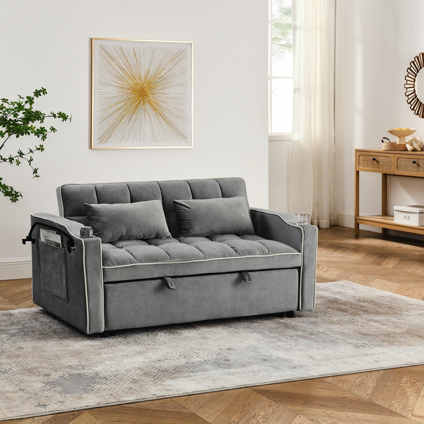 Canapé-lit pliable polyvalent de 55,51 pouces en 3 longueurs