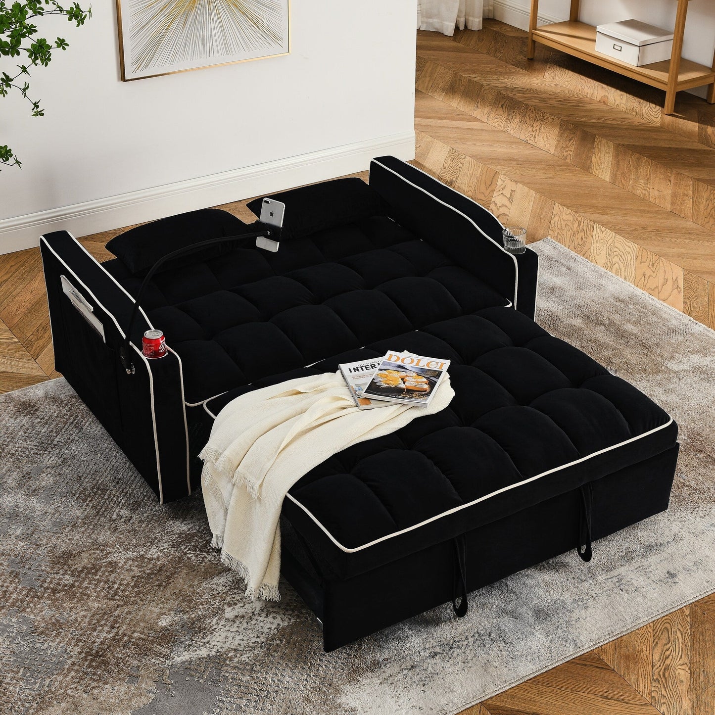 Canapé-lit pliable polyvalent de 55,51 pouces en 3 longueurs