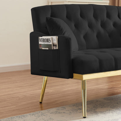 Canapé 2 places en velours 55,5 avec 2 coussins, design contemporain et montage facile