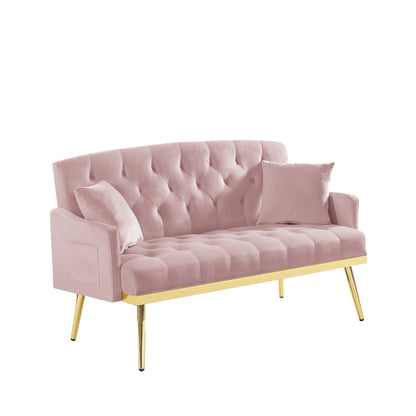 Canapé 2 places en velours 55,5 avec 2 coussins, design contemporain et montage facile