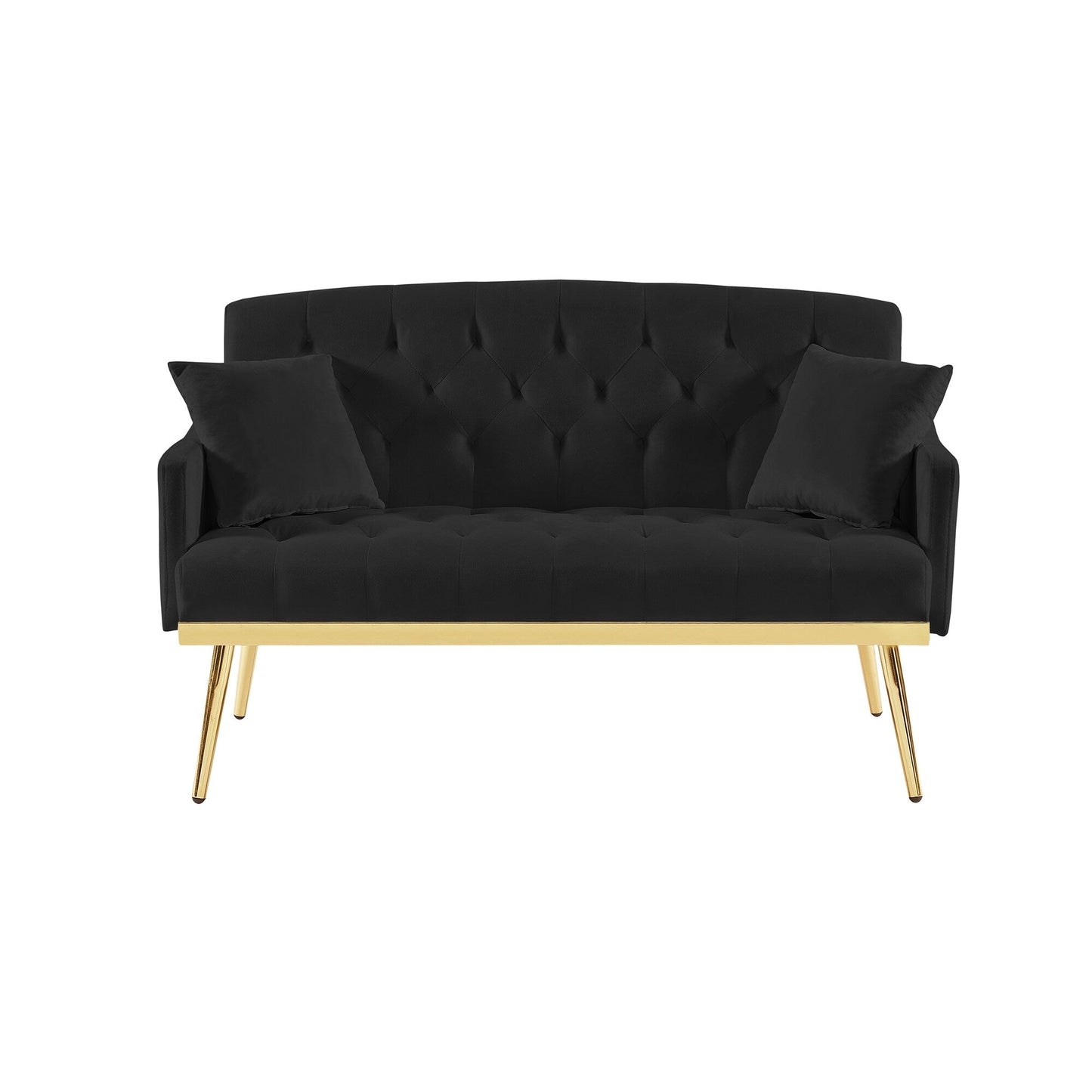 Canapé 2 places en velours 55,5 avec 2 coussins, design contemporain et montage facile