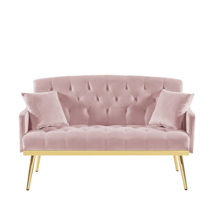 Canapé 2 places en velours 55,5 avec 2 coussins, design contemporain et montage facile