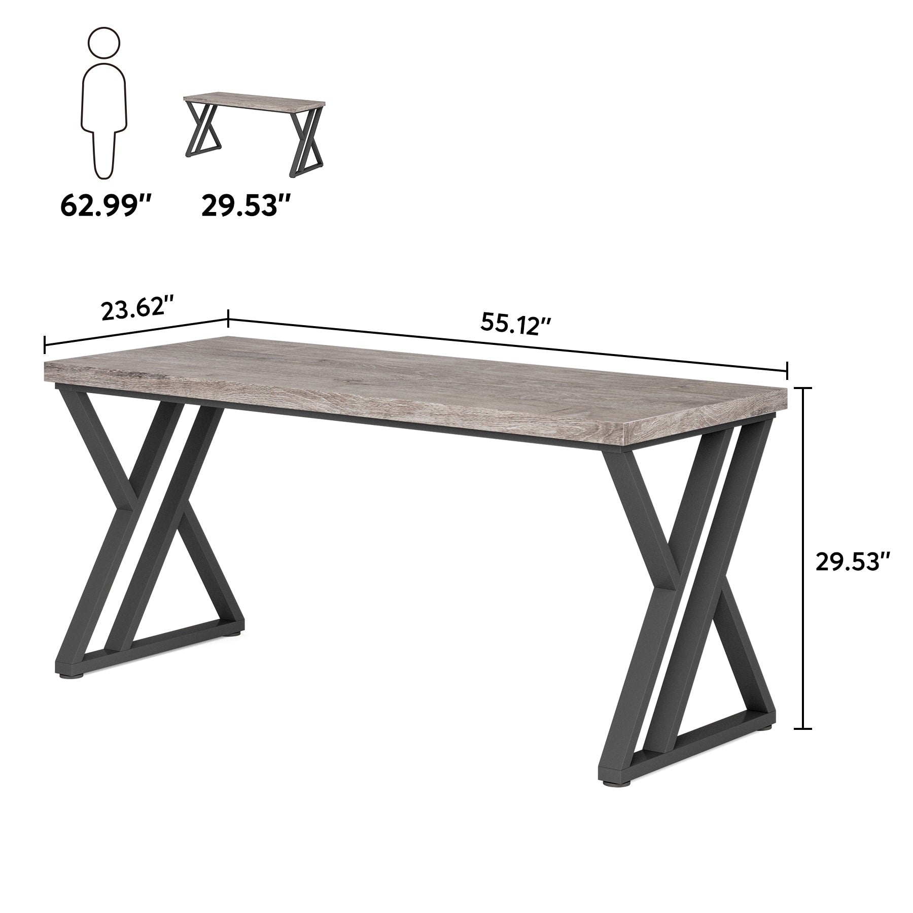 Bureau d'ordinateur robuste 55 pouces, bureau de bureau