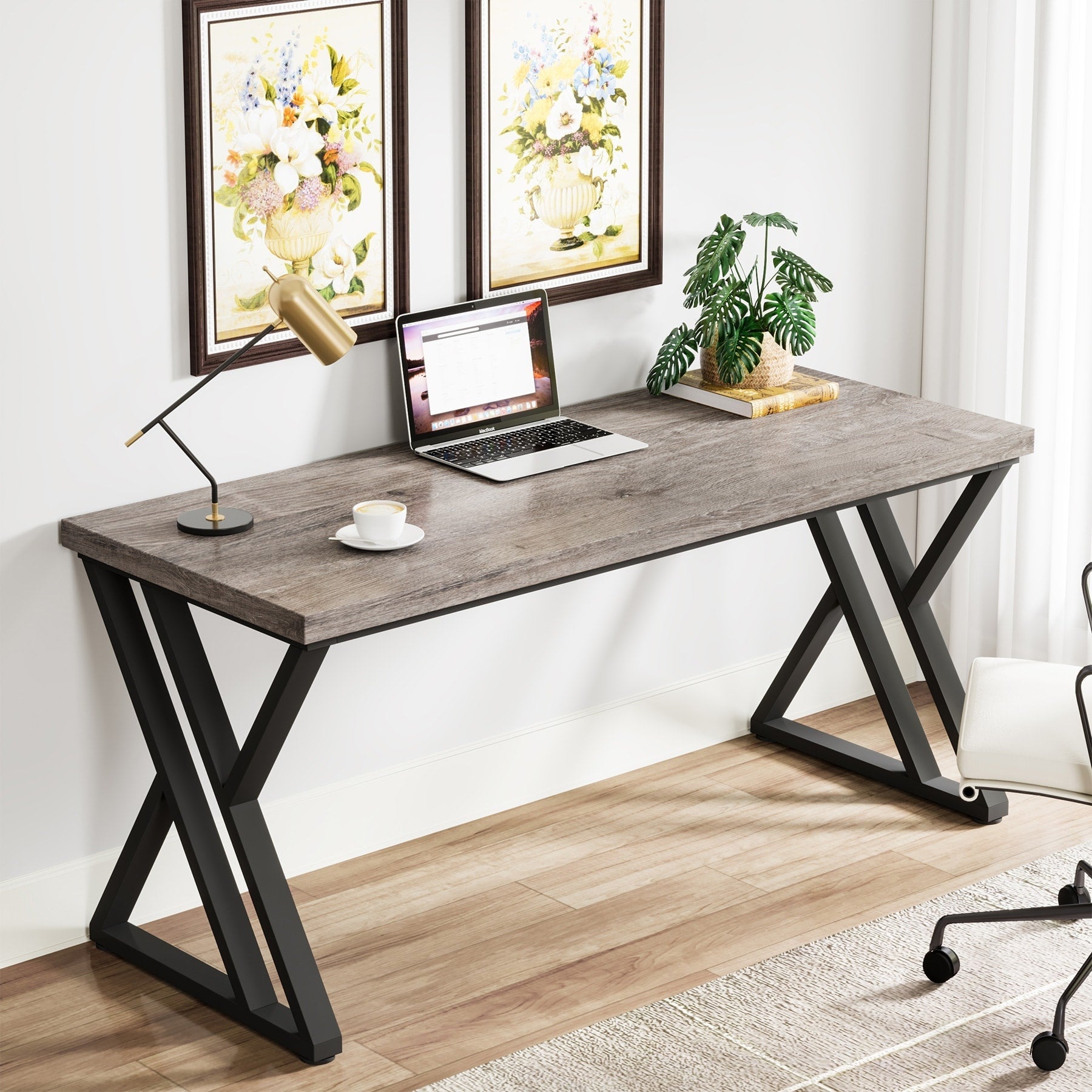 Bureau d'ordinateur robuste 55 pouces, bureau de bureau