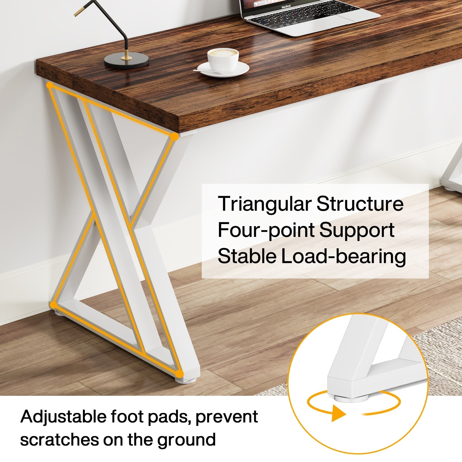 Bureau d'ordinateur robuste 55 pouces, bureau de bureau