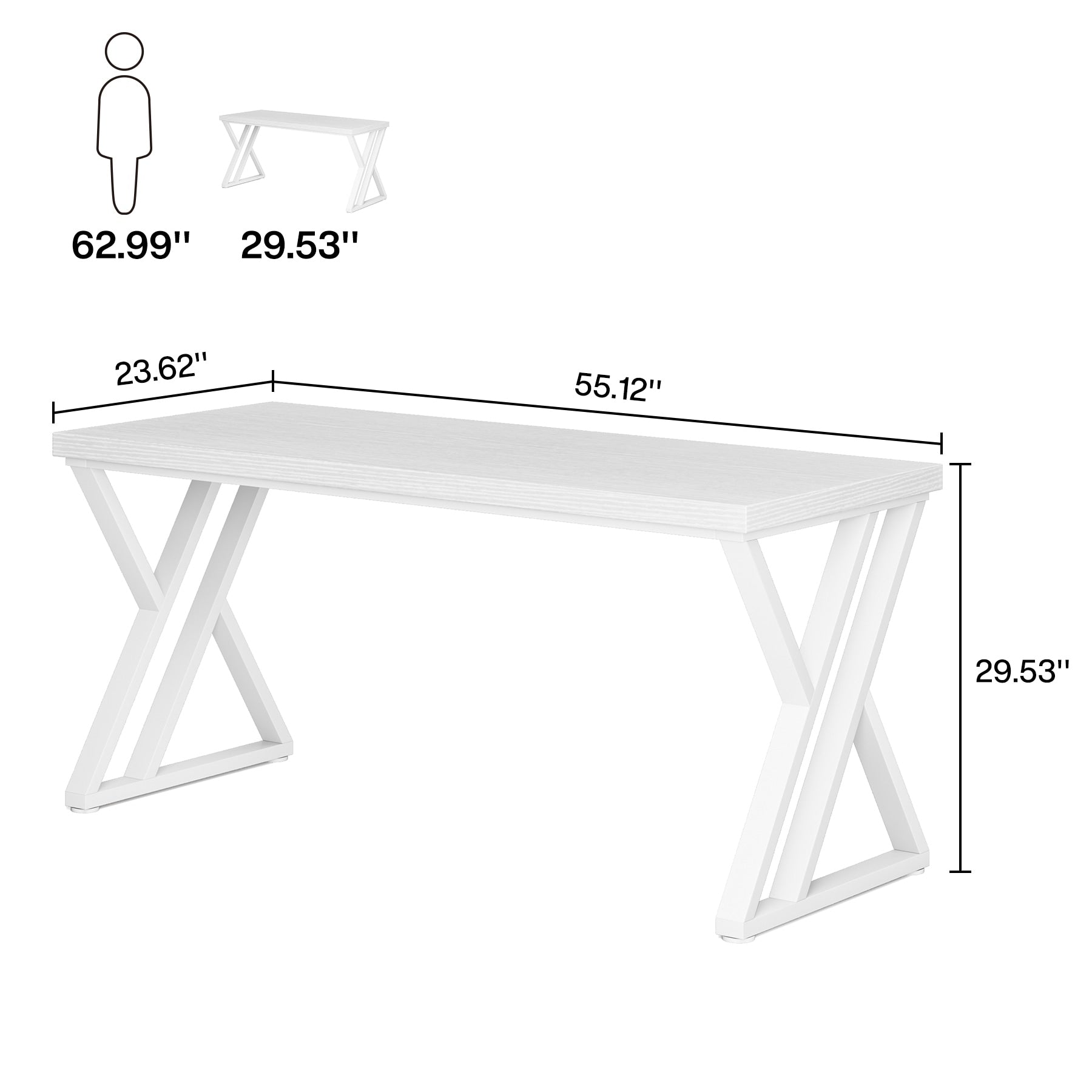 Bureau d'ordinateur robuste 55 pouces, bureau de bureau