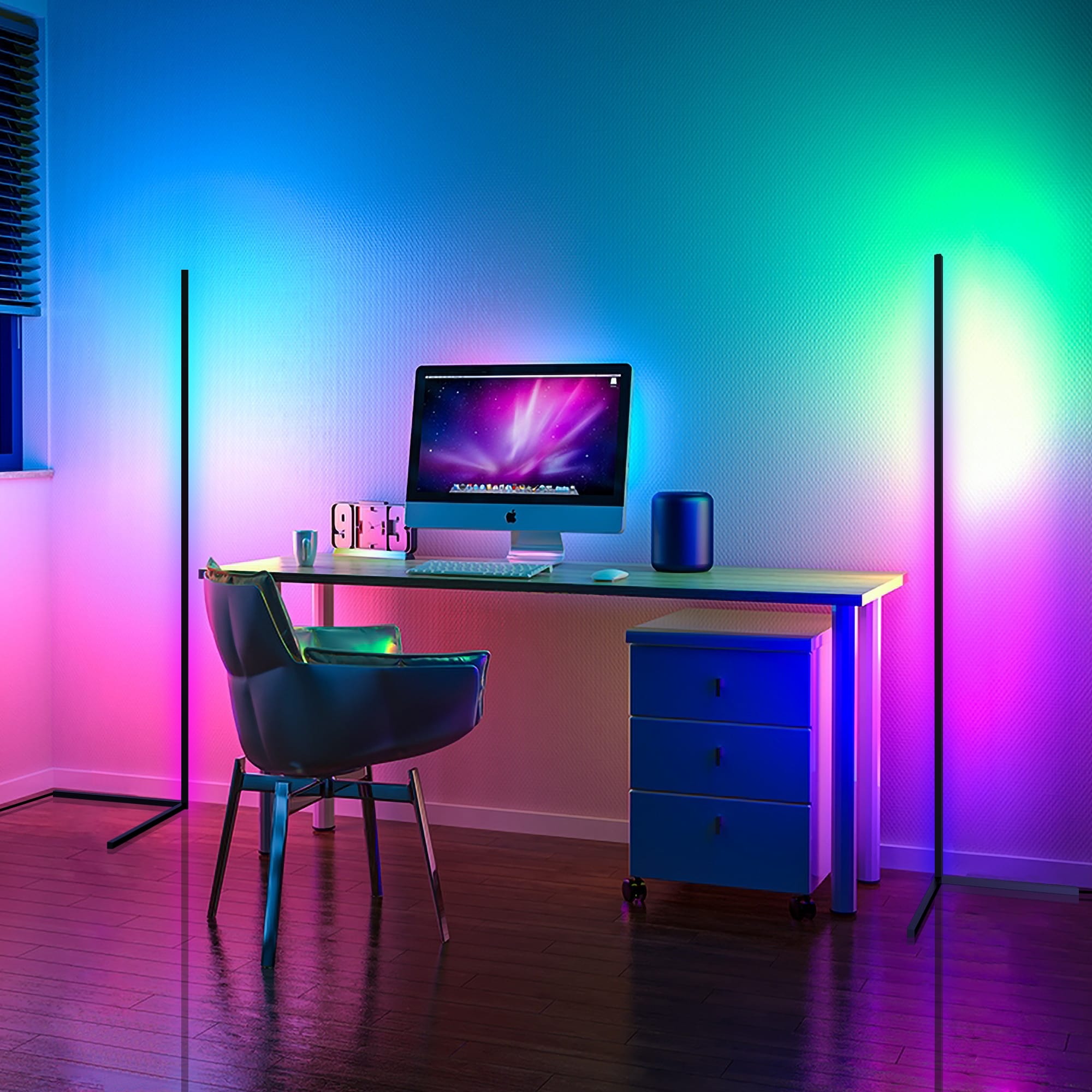 Lampe d'angle en métal RVB 55 LED minimaliste sur pied