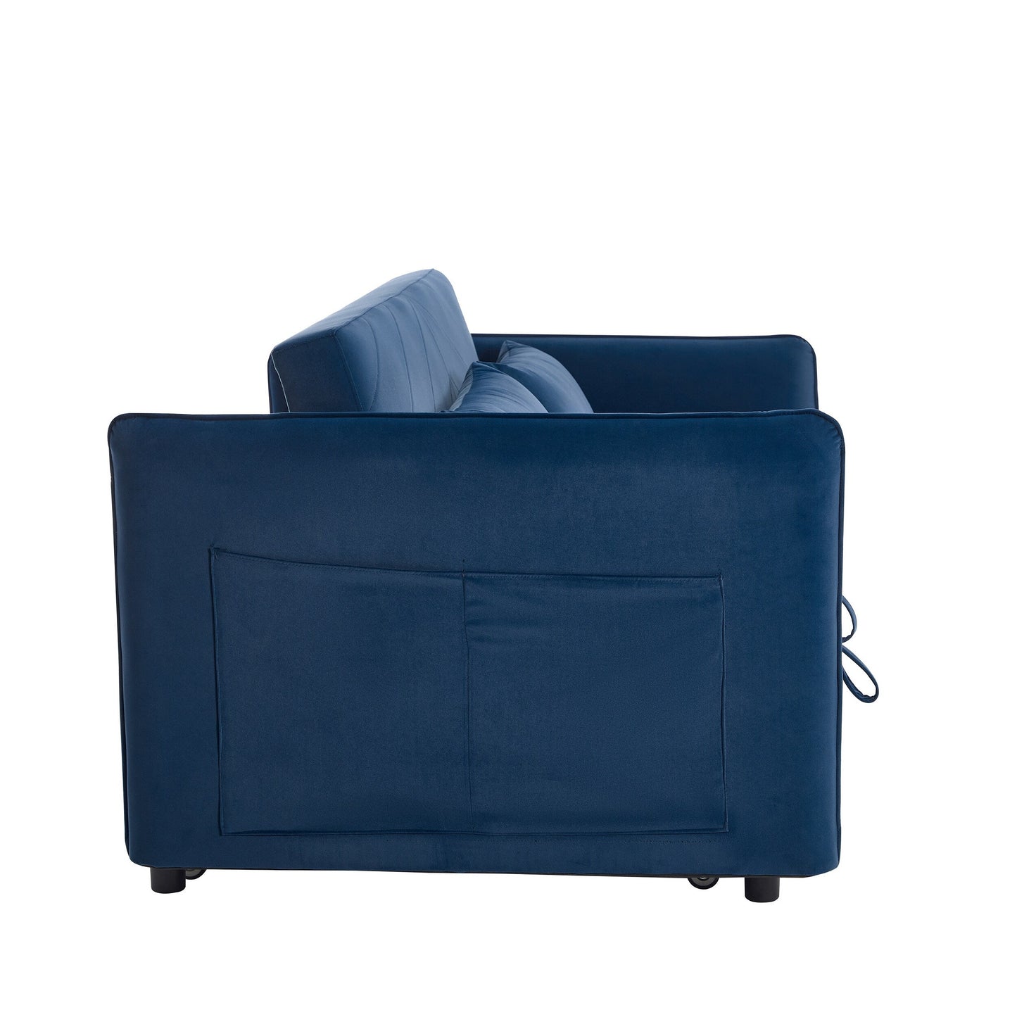 Canapé-lit convertible 3 en 1 en velours de 55 pouces avec dossier inclinable, poches latérales et 2 oreillers