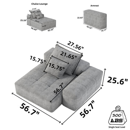 Canapé 2 places en mousse 56,7 avec 2 coussins pour salon et chambre