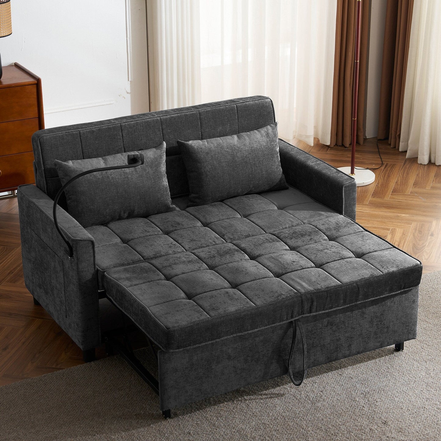 Canapé-lit gigogne en chenille de 56,9 W avec ports USB