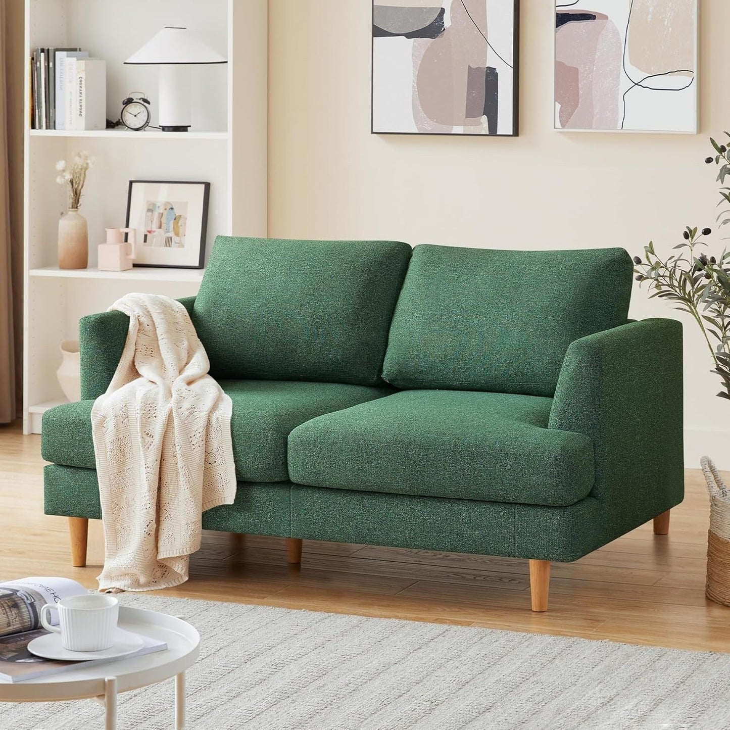 Canapé 2 places rembourré style Mid-Century 56 pour salon, chambre et appartement, design compact