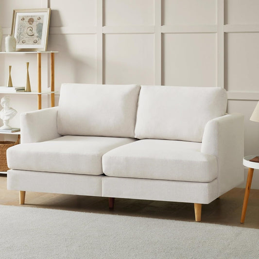 Canapé 2 places rembourré style Mid-Century 56 pour salon, chambre et appartement, design compact