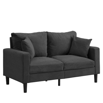 Causeuse haute résilience 57 pouces, cadre en bois, 2 places, confortable, petit espace, moderne, rembourrée, gris foncé